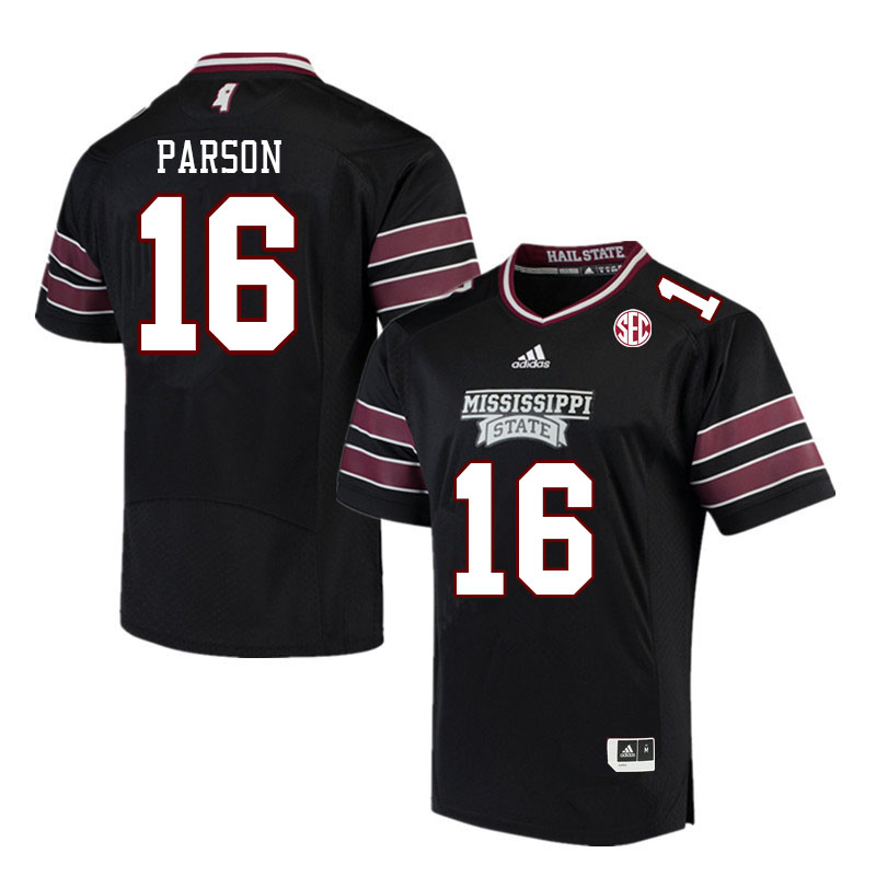Men #16 Chris Parson Mississippi State Bulldogs College Football Jerseys Stitched Sale-Black - Click Image to Close